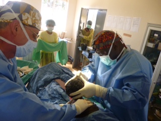 Dr. Mark Gustasfon during a c-section at Mbale Regional Referral Hospital