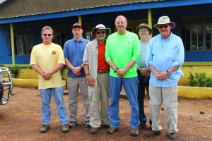 Photo by: April ParsonsPastor Tony (left) with his delegation at the Butiru Cristco health center in Manafwa, Uganda.